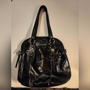 Coach Poppy Black Patent Leather Tote Bag